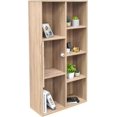 thumbnail image 3 of A basic minimalist-style bookshelf, highly suitable for use in the living room, equipped with storage or organizing space, featuring three drawers, a spacious surface, a beige color tone, 3 of 12