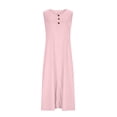 thumbnail image 4 of Mifsaly Cotton Dresses for Women Button Detail Midi Sleeveless Tank Dress Summer Lightweight Loose Fit Sundress with Pockets L, 4 of 9