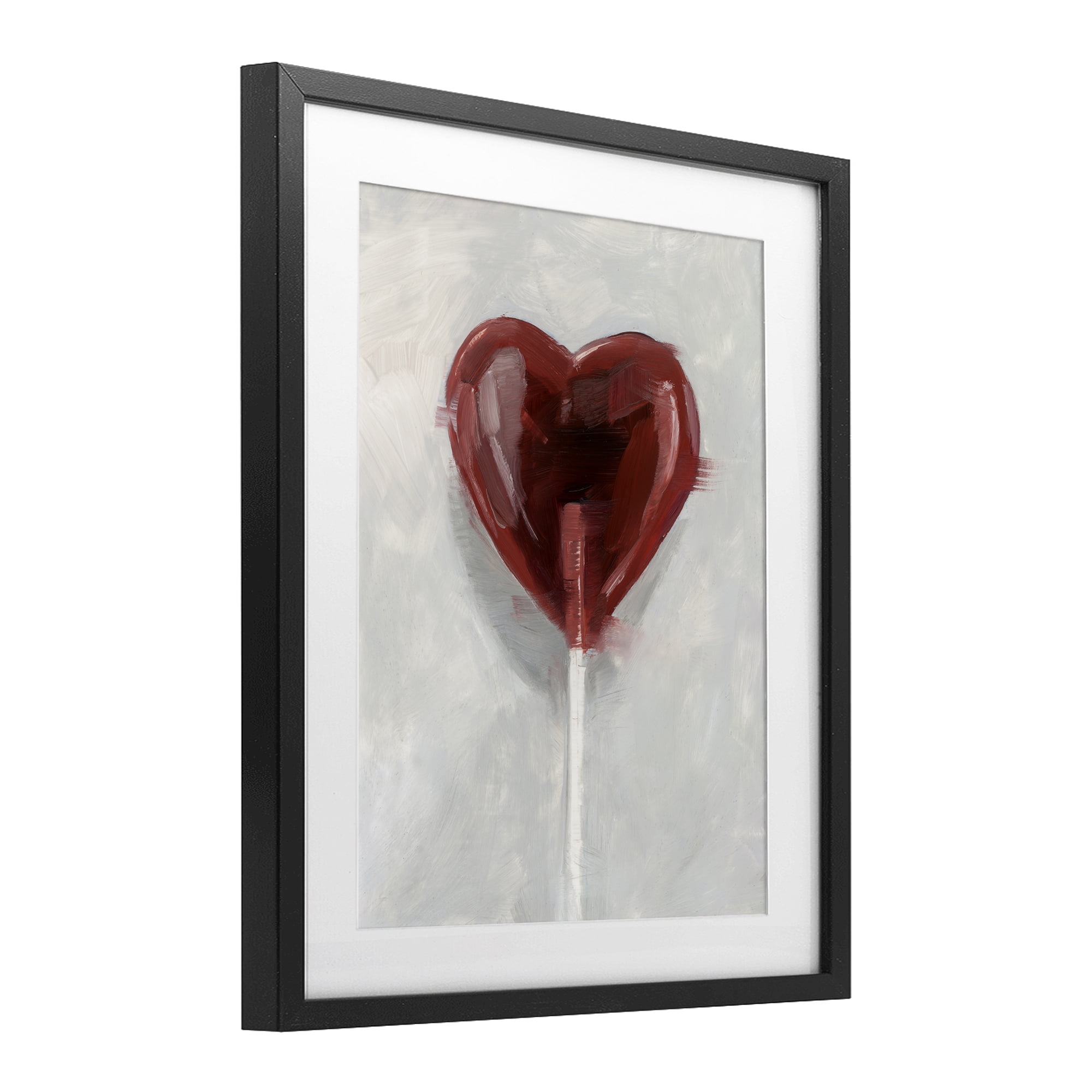 Stupell Industries Heart Shaped Lollipop Black Framed Print Under Glass, design by Ethan Harper