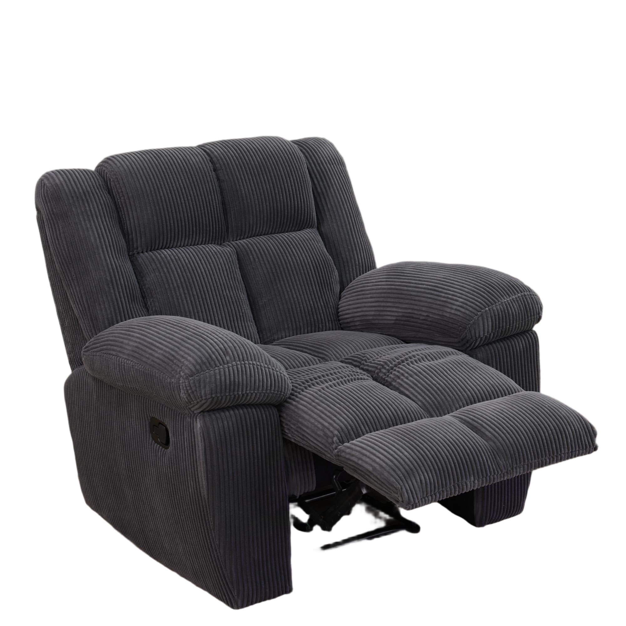 Aukfa 3-Piece Recliner Sofa Set - 43" Oversized Recliner Overstuffed Armchair for Living Room, Corduroy, Gray