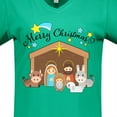 thumbnail image 4 of Inktastic Merry Christmas Cute Nativity Scene Women's V-Neck T-Shirt, 4 of 5
