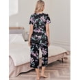 thumbnail image 3 of Ekouaer Womens Pajama Set 2 Piece Cotton Pj Short Sleeve Sleepwear Top with Capri Pants Print Nightwear, 3 of 6