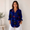 thumbnail image 5 of Nyfairy Plus Size Women's Halloween Print Long Sleeve Button Down Casual Shirt, 5 of 5