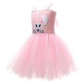 thumbnail image 5 of Tfken Girls Summer Dresses For Easter Spaghetti Strap Sleeveless Bunny Print Tutu Tulle Dresses With Headband Trendy For Party Performance Kids Cute Easter Outfit Pink Size 2-3 Years, 5 of 9