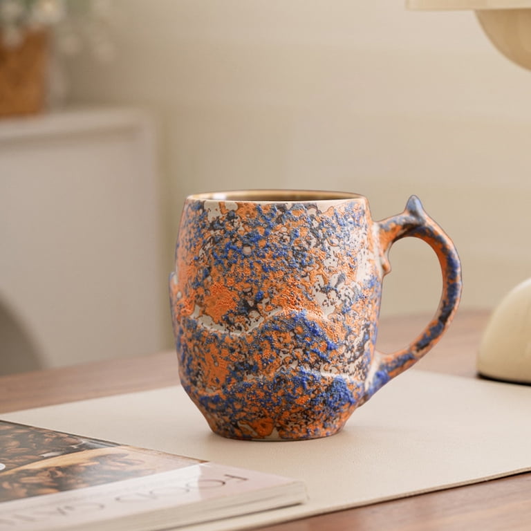 Hyknon Ceramics 9oz Coffee Mug Handmade Uneven Surface Tea Cup Pottery  Coffee Cup with Ergonomic Handle Ceramic Mugs for Milk Coffee
