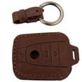 thumbnail image 5 of 1pc Blue/Brown Leather Remote Car Key Fob Case Cover Holder Shell For Bmw I3 I8 2014+ Keyless Delicate Keys Protector, 5 of 5