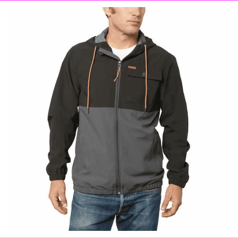 Men's Voyager Windbreaker Jacket with Hoodie M/Meteorite