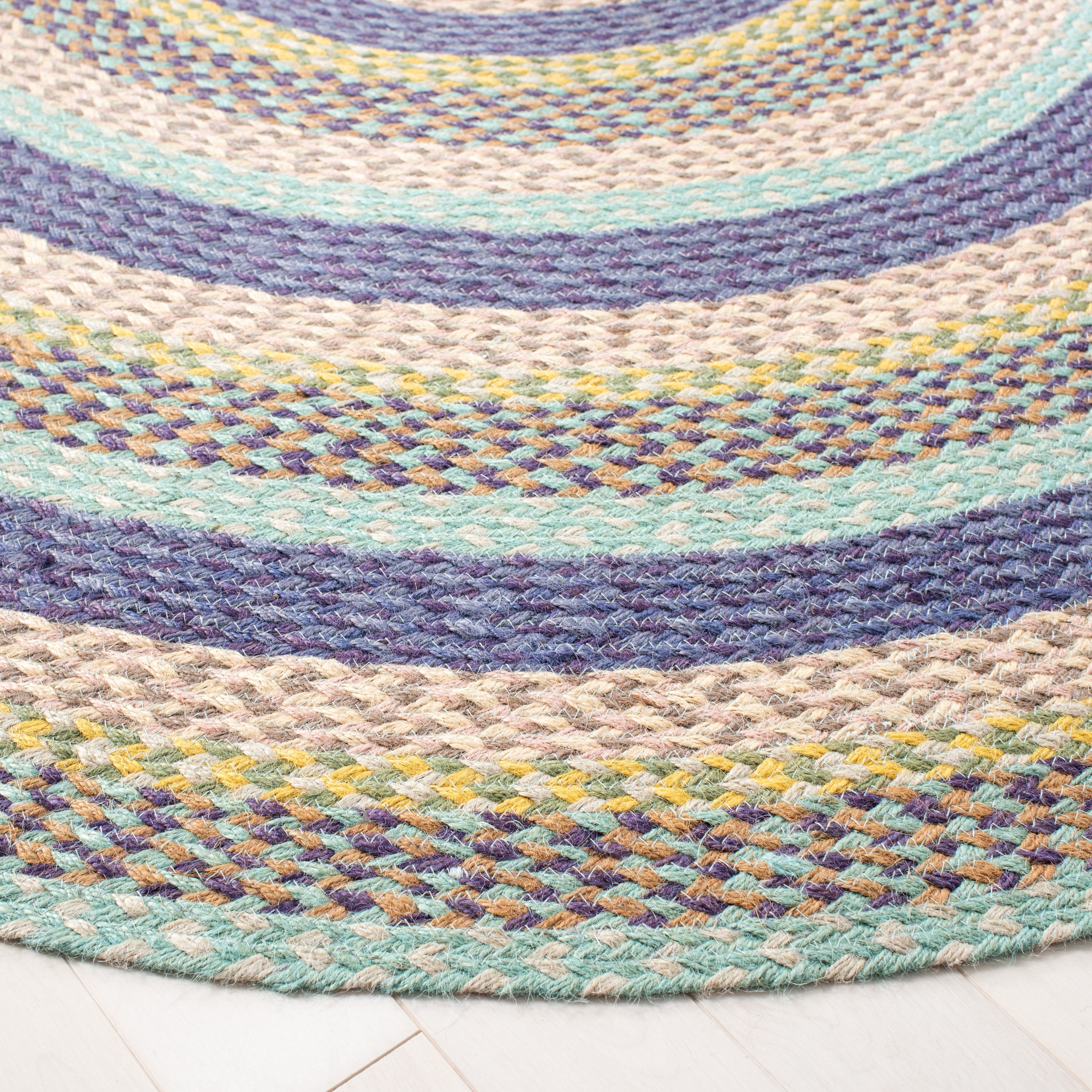 SAFAVIEH Cape Cod Robynne Geometric Area Rug, Blue/Green, 6' x 6' Round