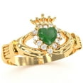 thumbnail image 2 of Claddagh Emerald Diamond Ring In Solid 14k Yellow Gold, 2 of 6