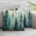 thumbnail image 3 of GOSMITH Pine Tree Throw Pillow Covers Watercolor Blue Green Square Rustic Style Natural Forest Fog Print Decorative Pillowcase Spring Summer Cushion Cover for Home Sofa Bed Outdoor, 3 of 5