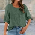 thumbnail image 6 of Kogui Linen Tops for Women 3/4 Sleeve Summer Boho Peasant Blouses Dressy Casual Bohemian Tunic Shirts (AG,XXXL), 6 of 7