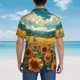 thumbnail image 4 of Balery Field Style Bicycle Young Sunflower Camisas hawaianas de manga corta para hombre, camisas playeras de corte holgado, camisas de vacaciones con botones,Large, 4 of 7