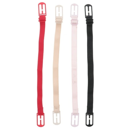 

OUNONA 4pcs Women s Elastic Bra Lingerie Anti-slip Adjustable Straps in Different Colors (Black+Skin Color+Pink+Red)