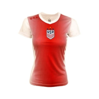  Icon Sports Official Licensed U.S. Soccer Women's Performance  USWNT Gameday Shirt, Fitted Short Sleeve Shirt