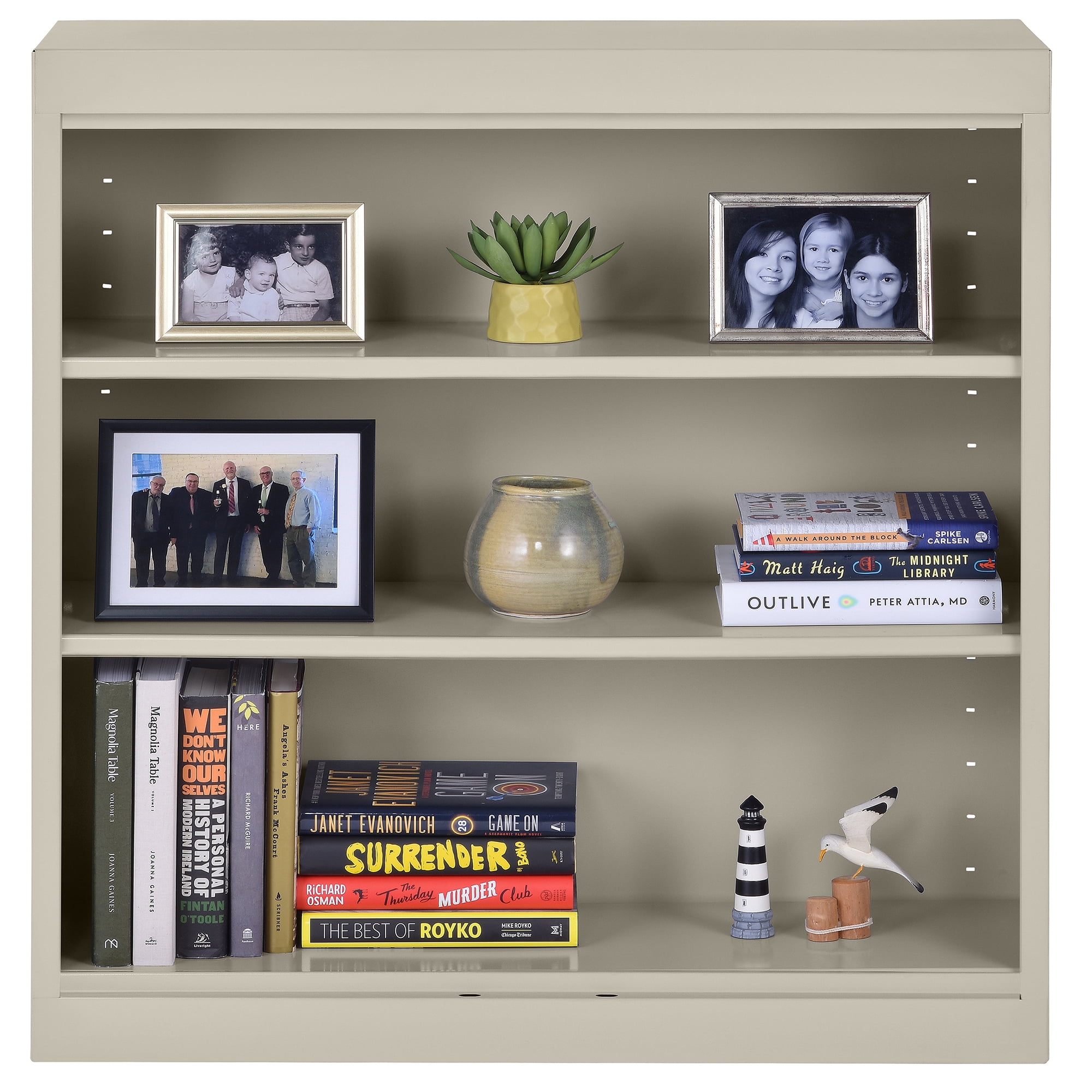Sandusky Welded Steel Freestanding Bookcase Storage Cabinet, Putty