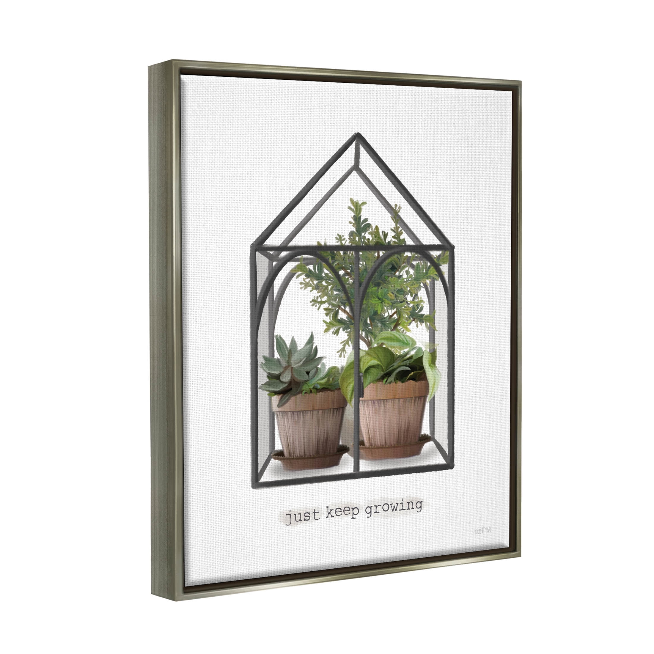 Just Keep Growing Greenhouse Plants Botanical & Floral Graphic Art Luster Gray Framed Art Print Wall Art