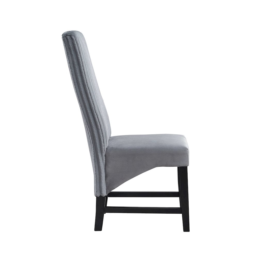 ACME Kini Fabric Upholstered Side Chair in Gray & Black (Set of 2)