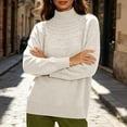 thumbnail image 7 of MYAOYINo Boundaries Womens Ribbed Mock Neck Sweater Textured Pattern Long Sleeve Knit Blouse, 7 of 7