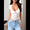 thumbnail image 4 of Camisa de Larga con Encaje para Mujer, Corte Bajo, Estilo Y2K, Corte Entallado, Ideal para Salir, Discotecas y Conciertos. S, 4 of 9