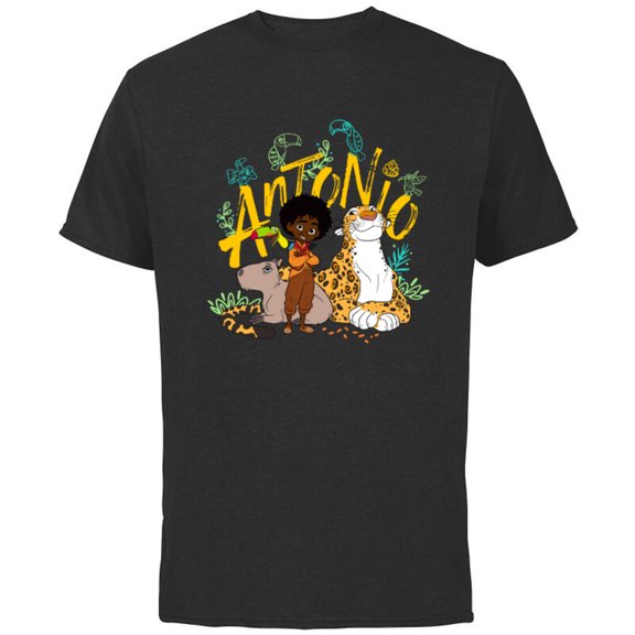 Disney Encanto Antonio with Animal Friends - Short Sleeve Cotton T-Shirt for Adults - Customized-Black