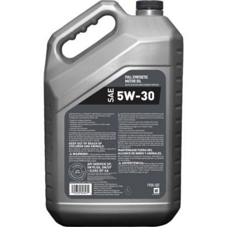 FRAM Full Synthetic 5W30 Dexos1 Gen2 Full Synthetic Motor Oil, 5 quart  bottle, sold by bottle