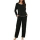 thumbnail image 1 of Conjunto de pijama para mujer INSPIRE CHIC, camiseta de manga larga y pantalones largos con bolsillo, conjunto de dormir de 2 piezas, negro, 1 of 6