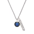 thumbnail image 1 of Delight Jewelry Silvertone Navy Blue Paw on Black Disc Silvertone Sisters Best Friends Forever Bar Charm Necklace, 23", 1 of 4