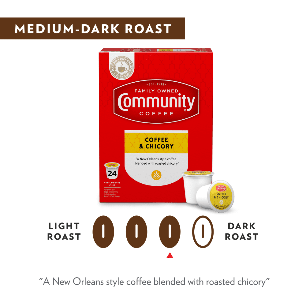 Community Coffee Coffee and Chicory Medium-Dark Roast Single Serve 36 ct Box