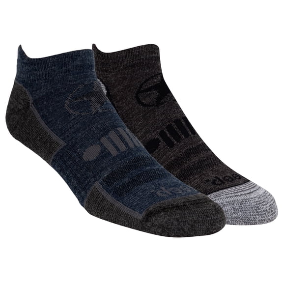 JEEP Men's Wool Blend Trail No Show Socks - 2 Pair Pack - Breathable, Cushioned Comfort