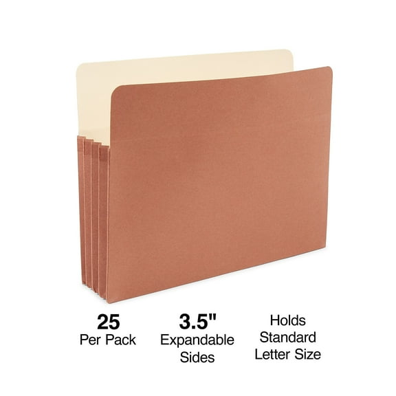 Staples Recycled Reinforced File Pocket 3 1/2" Expansion Letter Size Brown 50/Carton ST418293-CCVS