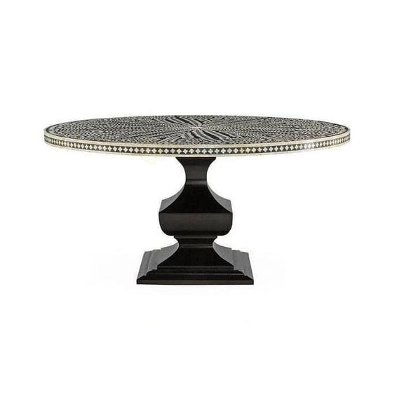 Floral bone inlay dining table black, black bone inlay dining, dining table, black dining table
