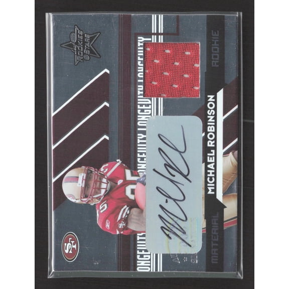 2006 Donruss Rookies & Stars Longevity Jersey Patch Auto #264 Michael Robinson 49ers San Francisco 49ers NFL Autographed Football Trading Card
