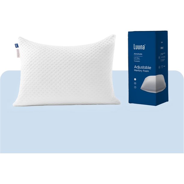 Almohada Ajustable Firme con Espuma de Memoria, Estándar 64 x 46 cm, Relleno 100% Memory Foam Triturado, Funda Lavable, Suavidad y Frescura Garantizada para tu Descanso, Hecho en México