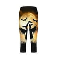 thumbnail image 4 of SwiftWear Women's Fall Cute Pumpkin Print Capri Leggings Pants - Halloween Theme High Waisted Capris Comfort Stretch S-3XL​, 4 of 5