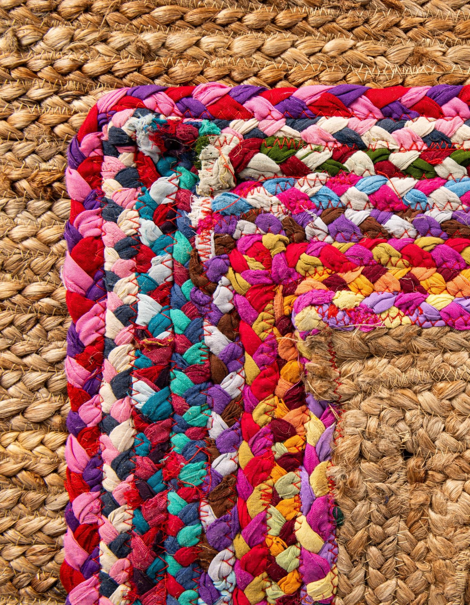 Unique Loom Braided Jute Collection Area Rug - Manipur (2' x 3' 1" Rectangle Natural/Blue)