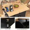 thumbnail image 2 of 55.7'' Large Kitchen Island with 2 Drop Leaf,, Rolling Kitchen Cart on 5 Wheels with Power Outlet, Folding Storage Dining Table with Spice & Towel Rack , 3 Drawers, for Kitchen, Dining Room, Black, 2 of 9