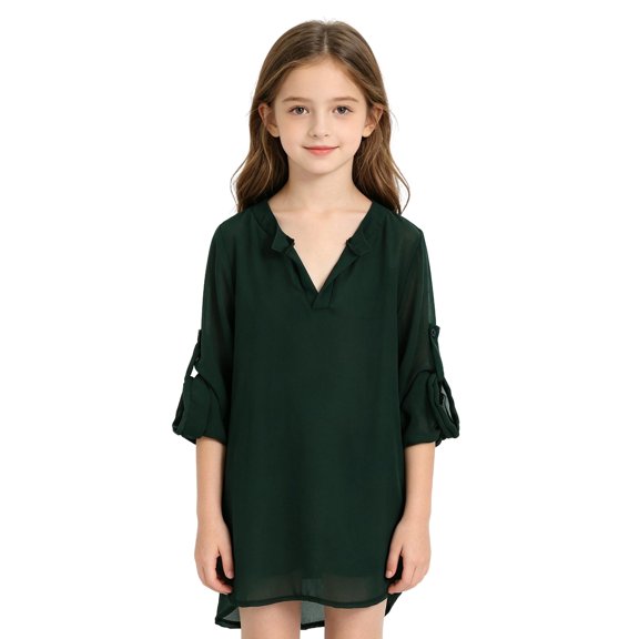 WELOIJEVBE Girls Swimsuit Cover up Beach Dress Bikini Swimsuit Army Green Beach Dress Chiffon Bikini Coverup Summer Vacation for Girls 10-11 Years