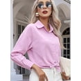 thumbnail image 4 of Camisas de Algodón para Mujer, con Botones, Cuello, Larga, Blusas Antiarrugas. Púrpura XXL, 4 of 10