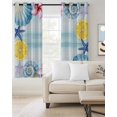 thumbnail image 4 of Summer Blackout Curtains for Bedroom Living Room, Coastal Colorful Shell Starfish Lemon Conch Teal Ombre 63 In Long Thermal Insulated Room Darkening Drapes Grommet Window Treatments, 42 x 63 In, 4 of 9