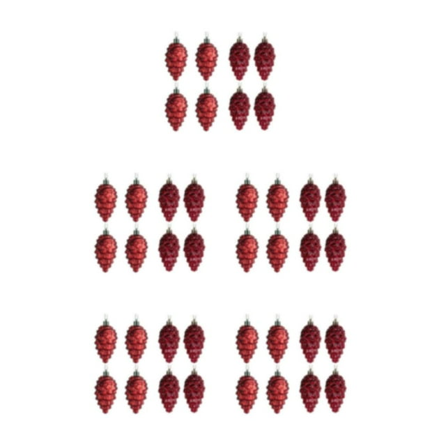 relayinert 8pieces Tree Decoration Eye-catching Pine Cone Decorations For Festive Wine Red 5Set