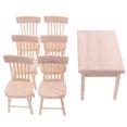 thumbnail image 4 of AMERTEER 1 12 Dollhouse Miniature Furniture Wooden Dining Table With 6 Chair Model Set, 4 of 6