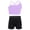 Purple&Black, variant on Kids Girls 2 Pieces Dance Outfit Spaghetti Straps Crop Top with Shorts Set Sports Workout Black 10