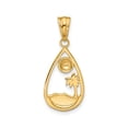 thumbnail image 3 of 14k Yellow and Rhodium Teardrop Pendant with Palm Tree Sun and Waves for Women, Tropical Beach Scene Charm, Summer Coastal Ocean-Inspired Travel Jewelry, 3 of 6