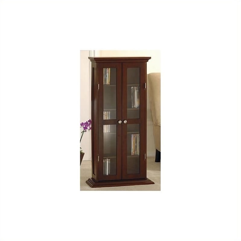 Wood and Glass DVD / CD Cabinet, Walnut - Walmart.com ...