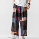 thumbnail image 5 of Pantalones largos para hombre, de lino y algodón, informales, holgados, a cuadros, de gran tamaño, tipo farol, estilo Harlan, de pierna recta, de algodón y lino., 5 of 9