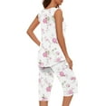 thumbnail image 5 of Weiqiqre Women's Sleepwear Soft Sleepwear Pjs Short Sleeve Sleeveless Nightwear with Long Pants, 5 of 7