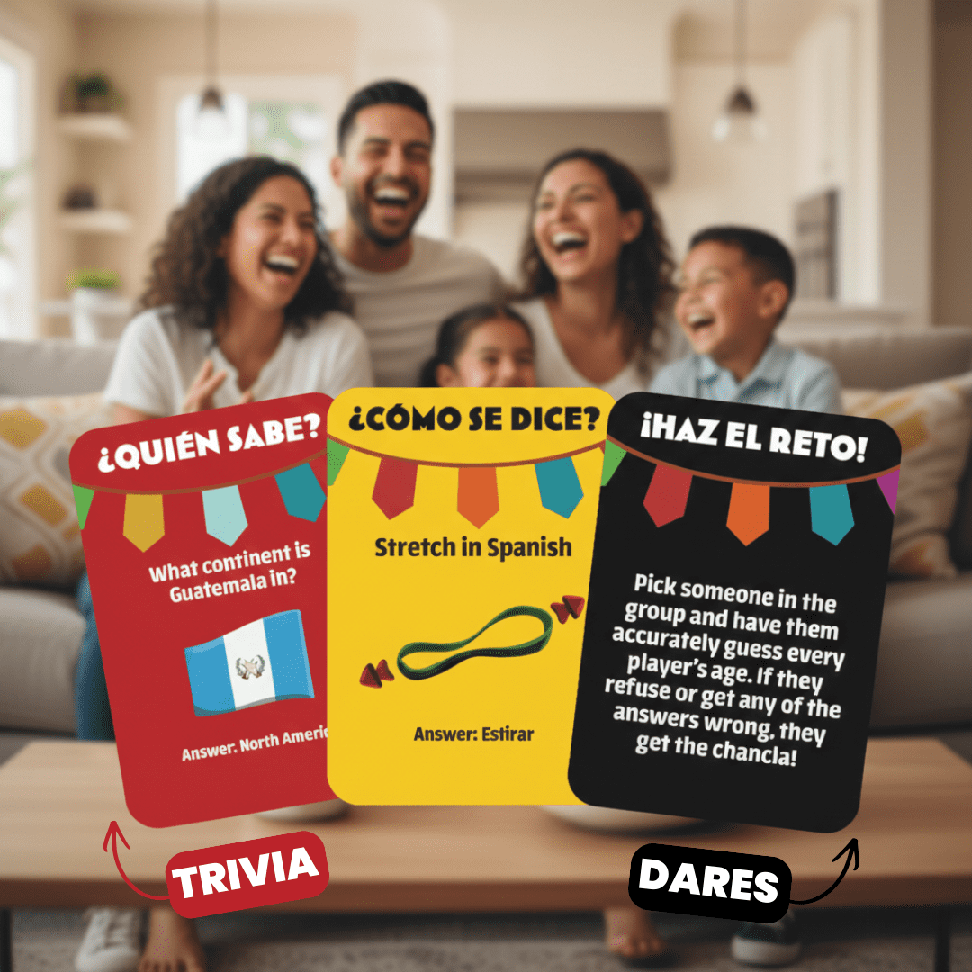 ¿Cómo Se Dice? Party Game – Hilarious Latino Card Game with “Chancla” Included – Fast-Paced Family & Adult Game Night Fun – 3+ Players, Ages 12+
