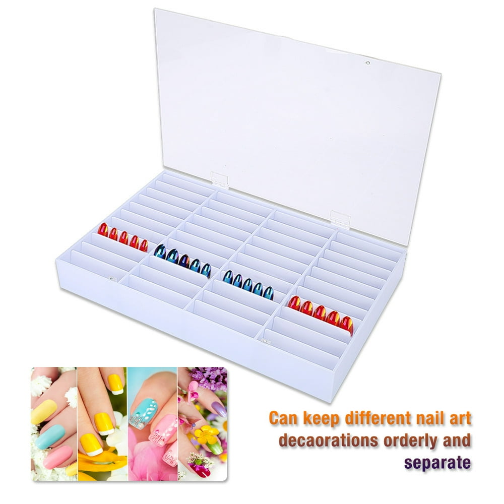 WALFRONT Empty Nail Tips Storage Box Clear Nail Art Decoration Container Fake Nail Display Case