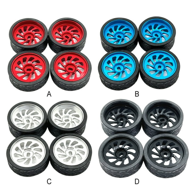 Ruiboury 4piece 26.5mm Aluminum Alloy Tire Compatible With 1/28 Wltoys K969 RC Car Parts Racing Tire Metal Wheel Rim red 1Set