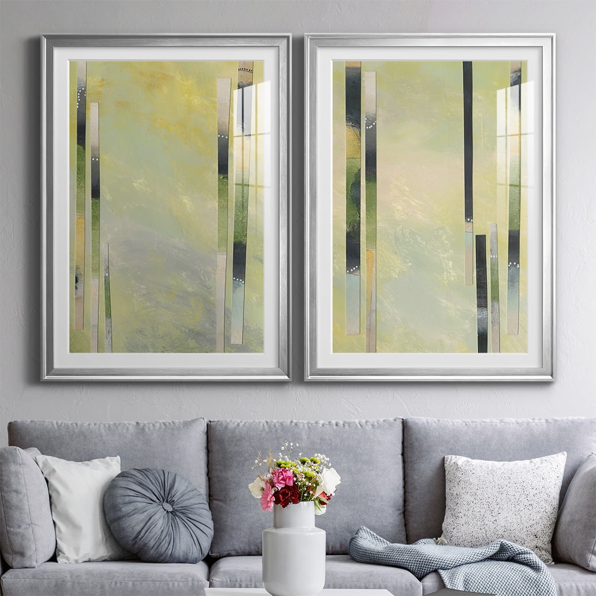 Wexford Home Neutral Assemblage III Premium Framed Print, 18.5" x 24.5" - Ready to Hang, Silver (Set of 2)